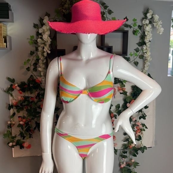Forplay Underwire 2 Piece Bikini Cheeky Multi Thick Band  Color Size M RefFNB - Picture 5 of 12